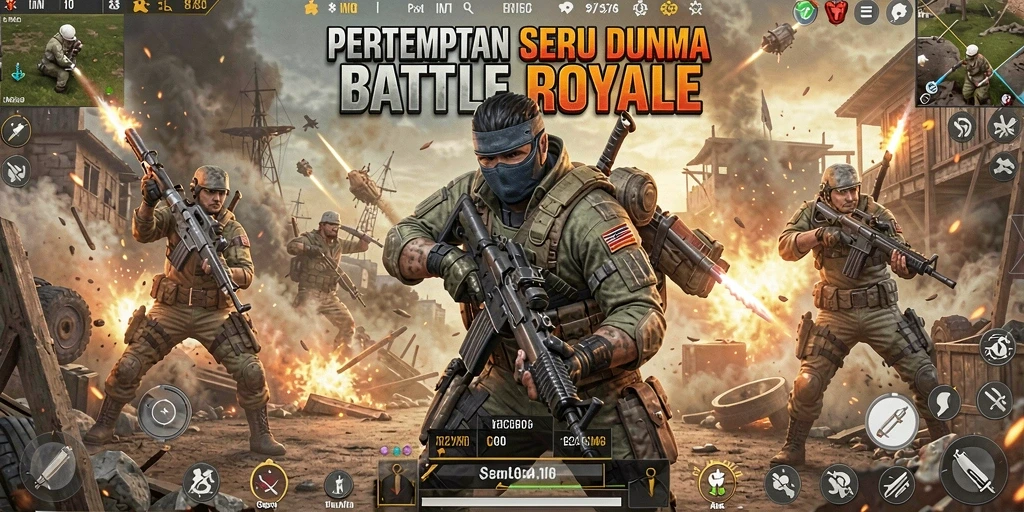 Tampilan aksi seru dalam permainan Battle Royale 8180.