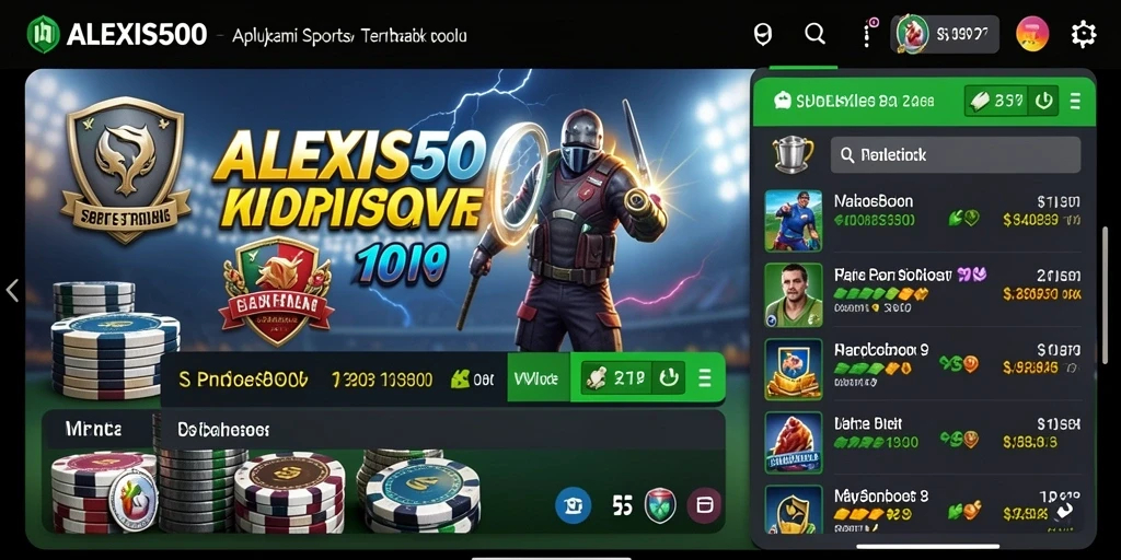 Tampilan utama ALEXIS500 dengan berbagai pilihan taruhan olahraga.