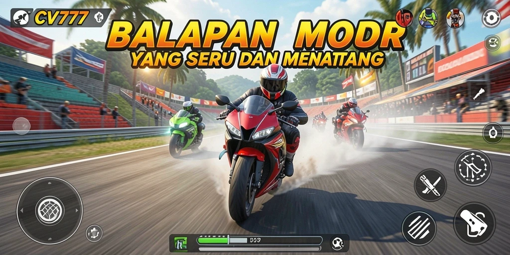 Gameplay mendebarkan dalam balapan motor yang seru.