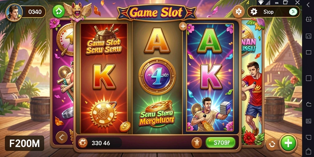 Tampilan gameplay menarik dari F200M dengan slot yang beragam.