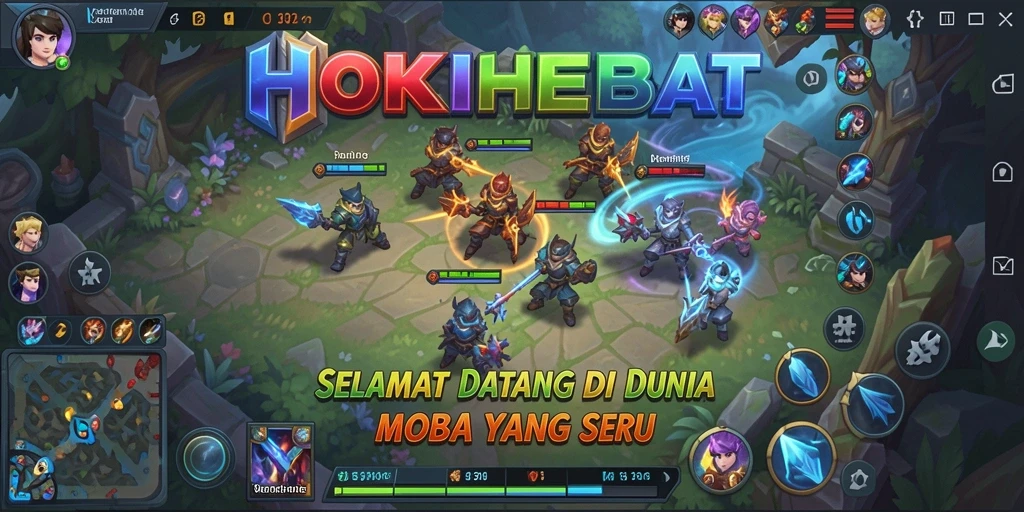 Gameplay seru HOKIHEBAT yang menampilkan pertarungan tim strategis.