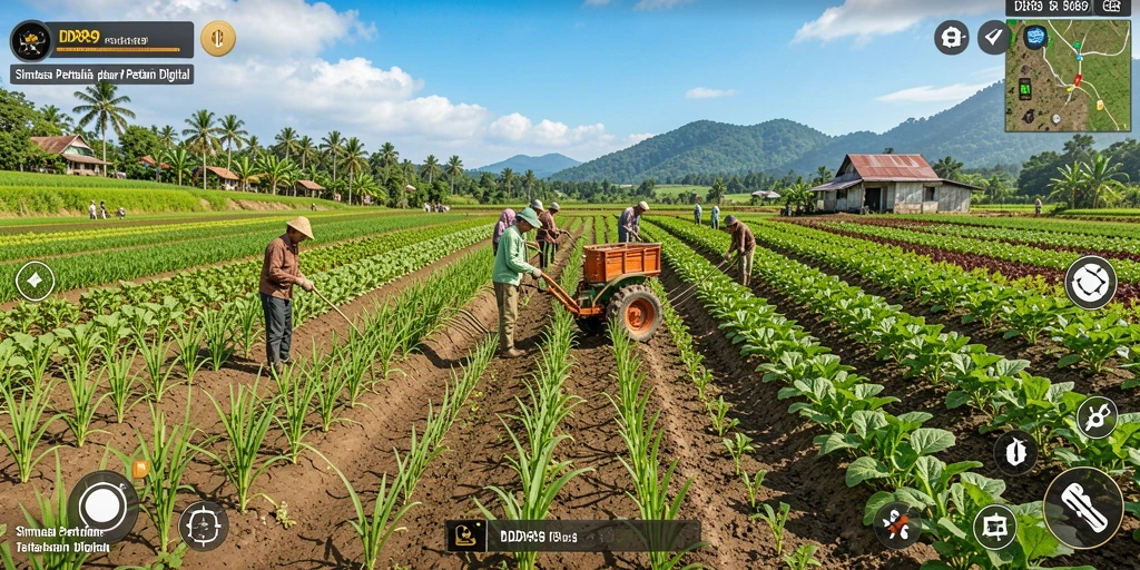 Tampilan seru dari gameplay IDR89 yang menggambarkan aktivitas bertani.