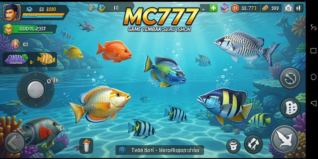 Tangkapan layar gameplay seru MC777 saat menembak ikan.
