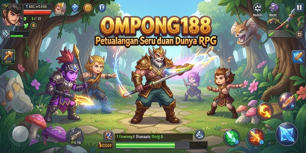 Screenshot OMPONG188 menampilkan aksi seru dalam pertarungan RPG.