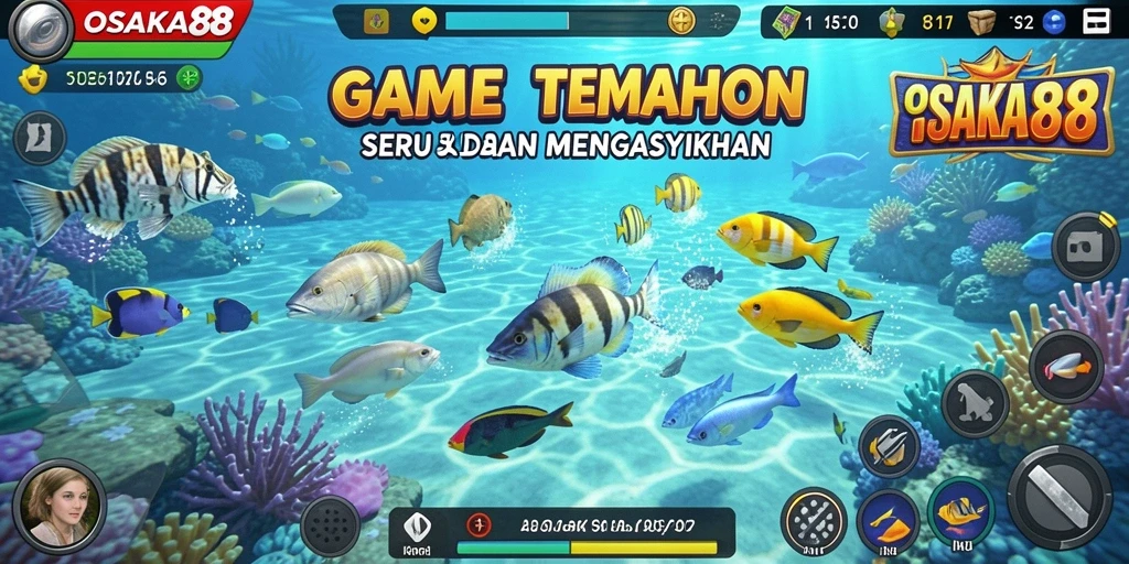 Screenshot gameplay OSAKA88 yang menampilkan aksi menangkap ikan yang seru.