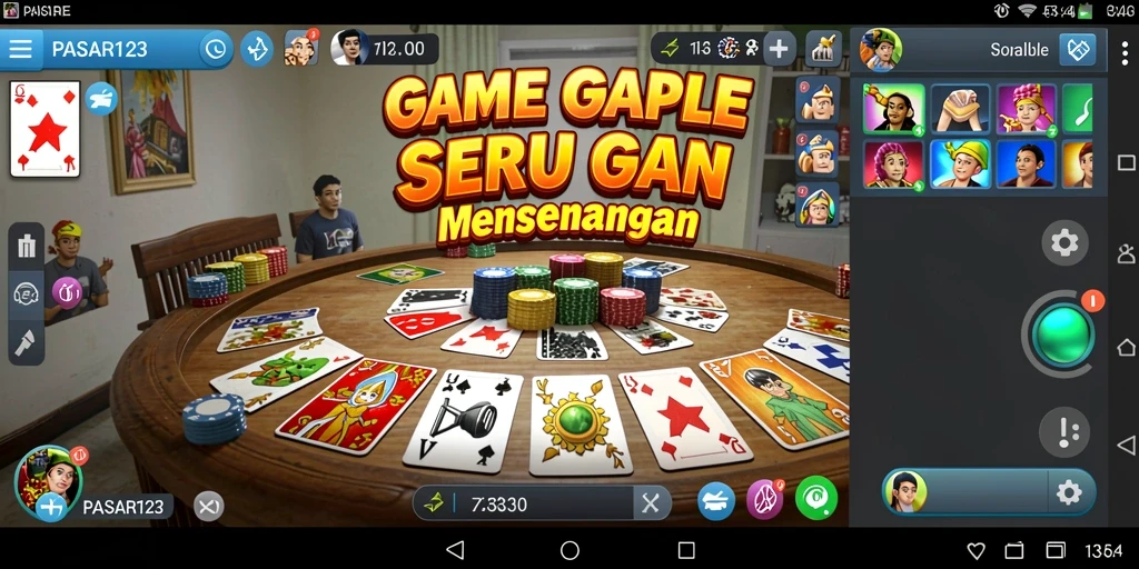 Screenshot gameplay Gaple PASAR123 yang seru dan interaktif.