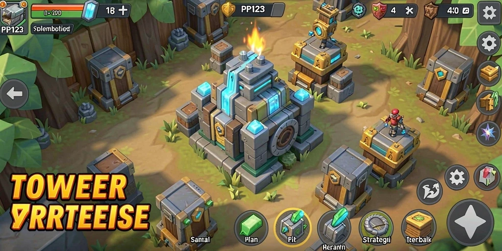 Screenshot memperlihatkan momen seru dalam gameplay Tower Defense.