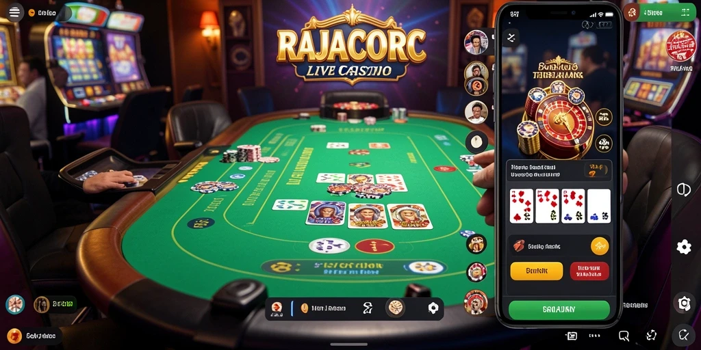 Screenshot gameplay RAJACORC yang menampilkan suasana Live Casino yang menarik.