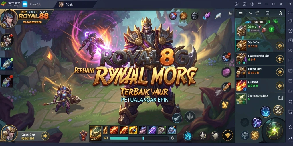 Tangkapan layar gameplay ROYAL88 memperlihatkan pertempuran seru dan dunia yang luas.