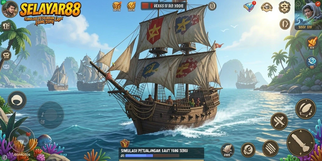 Gameplay <strong>SELAYAR88</strong> menampilkan petualangan berlayar yang menawan dan menantang.
