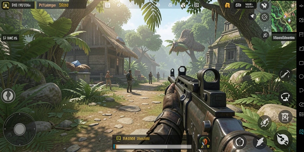 Screenshot V21 menampilkan aksi intens dalam pertempuran TPS.